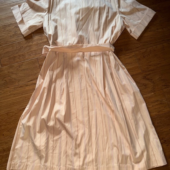 Lafayette 148 New York Pale Pink Striped Midi Shirt Dress summer dress - Picture 8 of 12